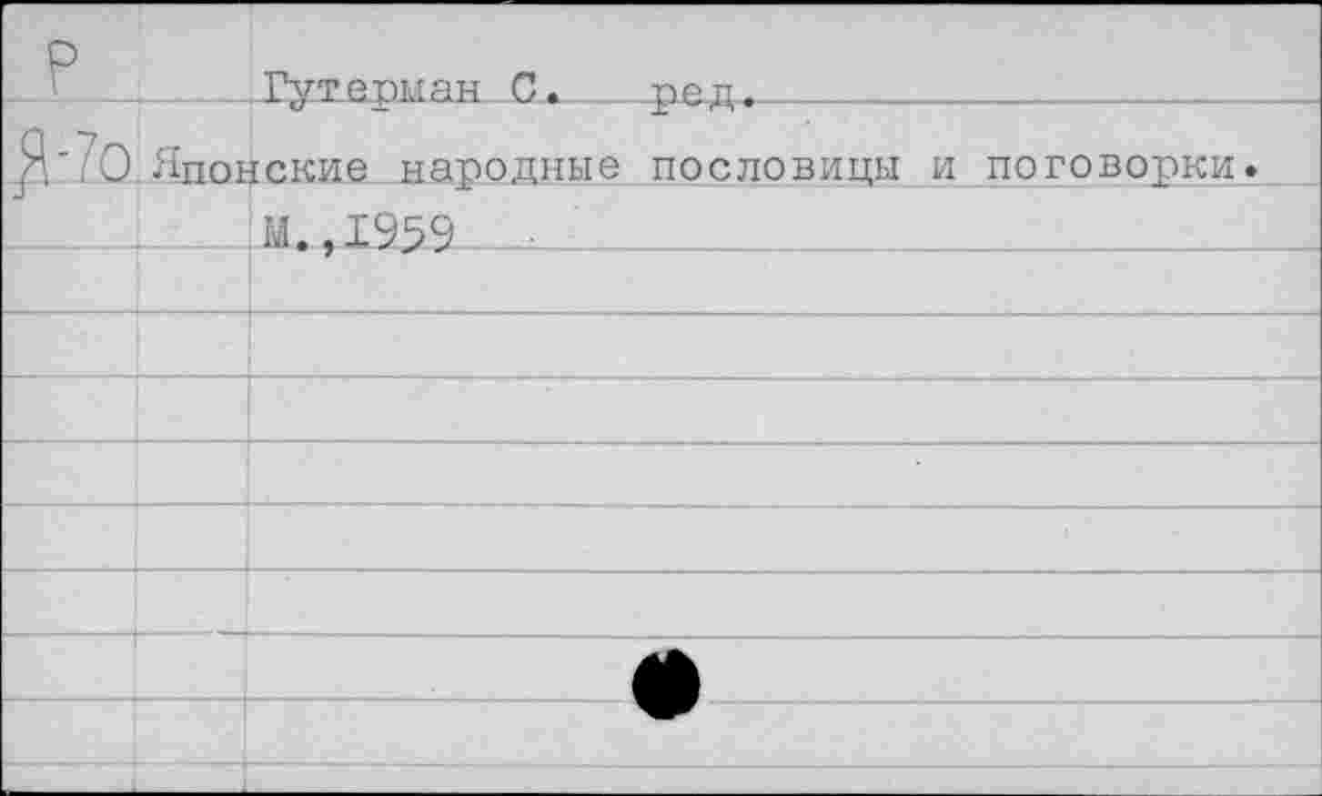 ﻿р		Рутепман С. при .
В-7о	Японские народные пословицы и поговорки.	
		М.,1959 -■
		
		
		
		
		
		
		
		
		